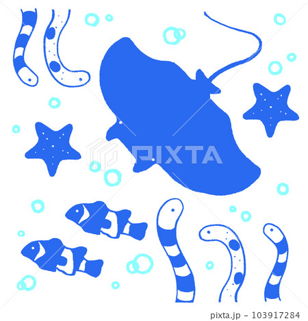 海の生き物 詰め合わせ1  蛍光色 103917284