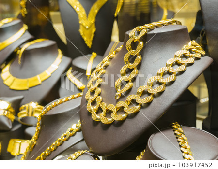 Window display of jewelry shop, asian bazaar. Window display of jewelry shop, asian bazaar. 103917452