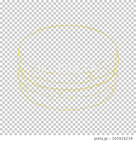 Macaron (single item) / Gold leaf line drawing 103918239