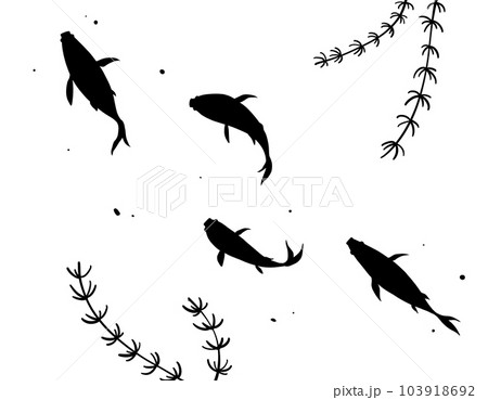 水墨画風の4匹の金魚 背景素材のイラスト素材 [103918692] - PIXTA