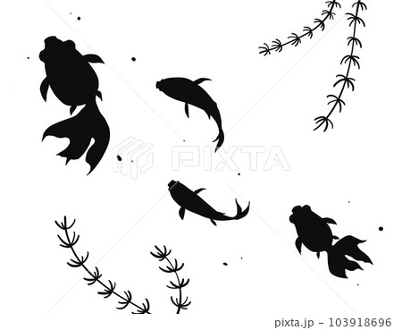 水墨画風の2種類の金魚 背景素材のイラスト素材 [103918696] - PIXTA