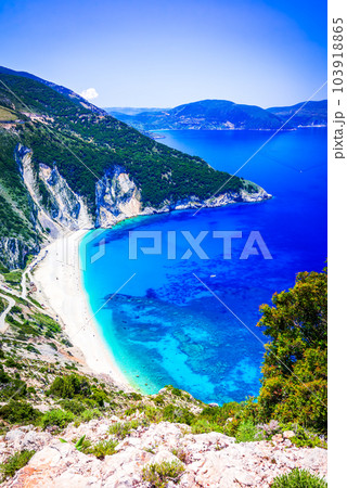 Kefalonia, Greece. Paralia Myrtos - the most beautiful beach of the Cephalonia island, Greek Islands. Kefalonia, Greece. Paralia Myrtos - the most beautiful beach of the Cephalonia island, Greek Islands. 103918865