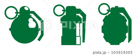 戦争で使う危険な手榴弾の種類別イラスト 戦争で使う危険な手榴弾の種類別イラスト 103919305