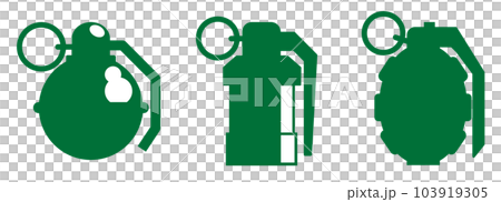 戦争で使う危険な手榴弾の種類別イラスト 戦争で使う危険な手榴弾の種類別イラスト 103919305