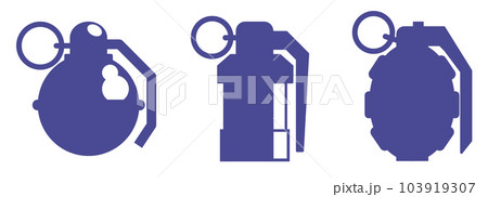 戦争で使う危険な手榴弾の種類別イラスト 103919307