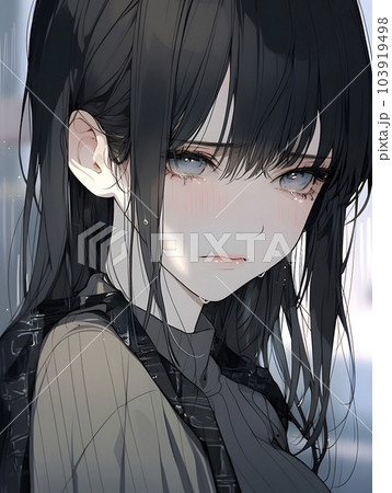 美少女の目から涙が溢れ出る（Generative AI）のイラスト素材 ..., 画像サイズ:358x450