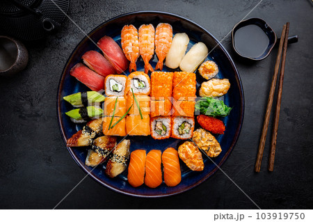 Set of sushi and maki Set of sushi and maki 103919750