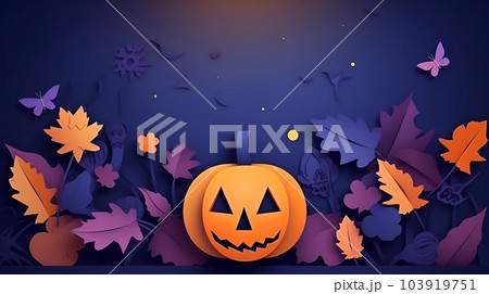 ハロウィンカボチャのペーパークラフト 103919751