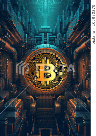 Generative ai. Bitcoin close up illustration 103920279