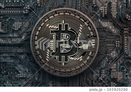 Generative ai. Bitcoin close up illustration 103920280