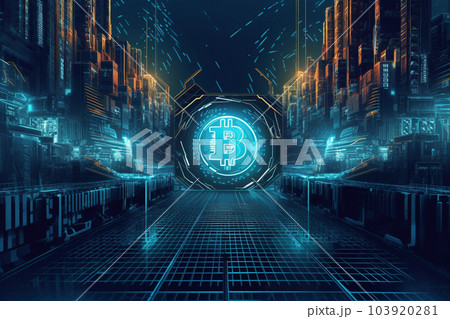 Generative ai. Bitcoin close up illustration 103920281