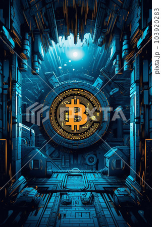 Generative ai. Bitcoin close up illustration 103920283