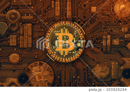 Generative ai. Bitcoin close up illustration 103920284