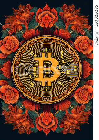 Generative ai. Bitcoin close up illustration 103920285