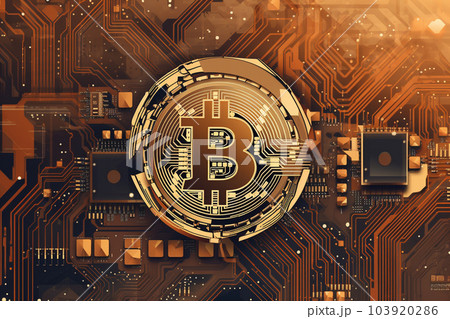 Generative ai. Bitcoin close up illustration 103920286