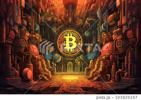 Generative ai. Bitcoin close up illustration 103920287