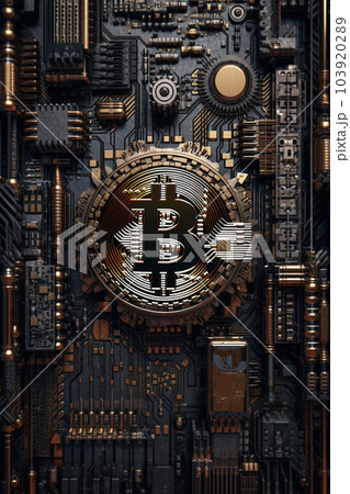 Generative ai. Bitcoin close up illustration 103920289