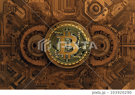 Generative ai. Bitcoin close up illustration 103920290