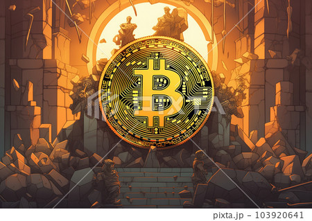Generative ai. Bitcoin close up illustration Generative ai. Bitcoin close up illustration 103920641