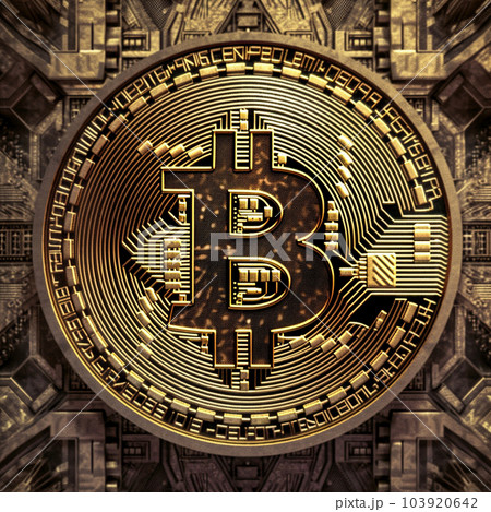 Generative ai. Bitcoin close up illustration 103920642