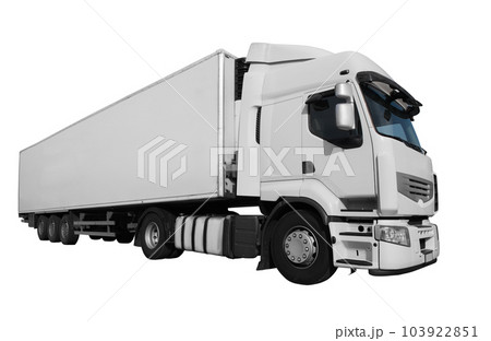 Isolated white truck ready to deliver packages Isolated white truck ready to deliver packages 103922851