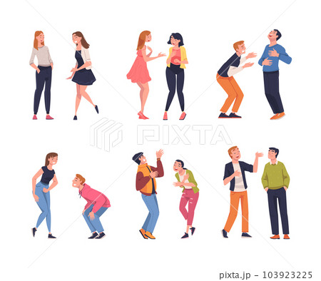 People Character Telling Funny Story and Joke Laughing Out Loud and Having Fun Vector Set People Character Telling Funny Story and Joke Laughing Out Loud and Having Fun Vector Set 103923225