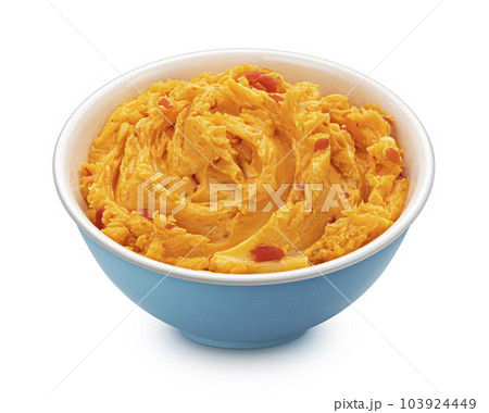Spicy red chili pepper butter isolated on white background, full depth of field 103924449