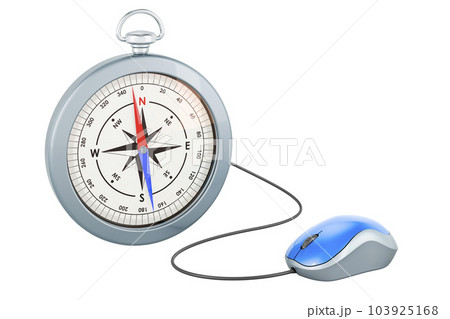 Compass with computer mouse. 3D rendering 103925168