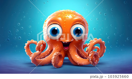 Cheerful ctopus illustration - generative AI, AI generated 103925660
