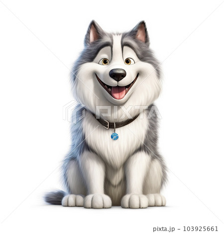 malamute ニットビスチェ　ODAKHA Cute Alaskan Malamute dog - Cartoon - Stock Illustration