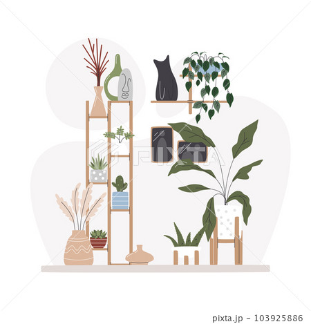 Cozy greenhouse part scene in living room isolated Cozy greenhouse part scene in living room isolated 103925886