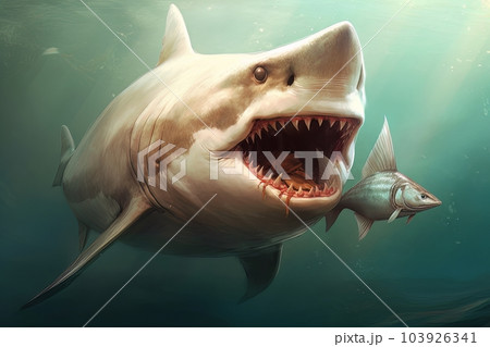 Model of a dangerous predatory white shark with prey AI Model of a dangerous predatory white shark with prey AI 103926341