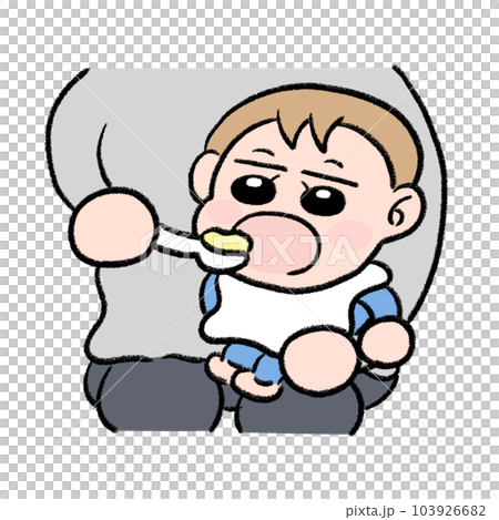 Baby eating baby food 103926682