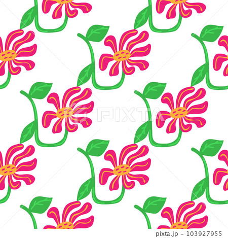 Decorative retro abstract flower seamless pattern. Vintage stylized flowers background. 103927955