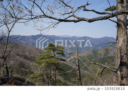 前仙人ケ岳から仙人ケ岳に向かう登山道の尾根から、北方面を見る 2023年4月4日 前仙人ケ岳から仙人ケ岳に向かう登山道の尾根から、北方面を見る 2023年4月4日 103928618