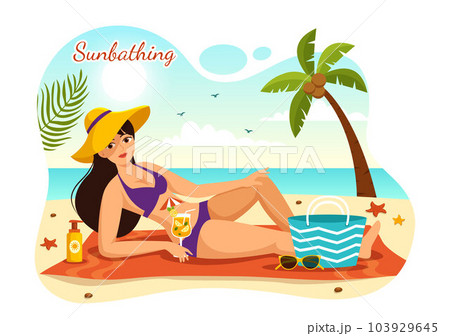 Sunbathing Vector Illustration of People Lying on Chaise Lounge and Relaxing on Beach Summer Holidays in Flat Cartoon Hand Drawn Templates Sunbathing Vector Illustration of People Lying on Chaise Lounge and Relaxing on Beach Summer Holidays in Flat Cartoon Hand Drawn Templates 103929645