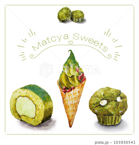 抹茶スイーツ白背景 抹茶スイーツ白背景 103930541