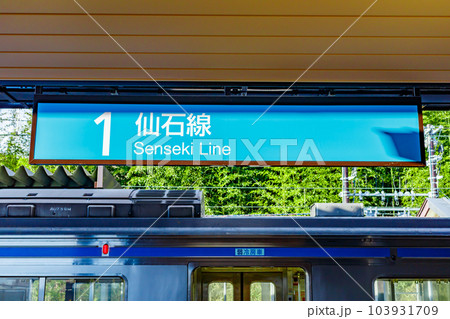 【イメージ素材】駅に停車中の電車(仙石線松島海岸駅) 【イメージ素材】駅に停車中の電車(仙石線松島海岸駅) 103931709