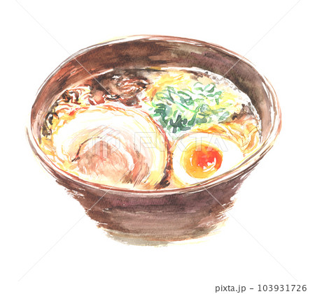 水彩で描いた醬油ラーメンのイラスト 水彩で描いた醬油ラーメンのイラスト 103931726