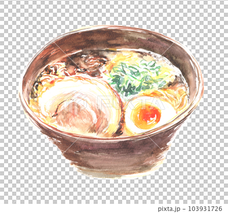 水彩で描いた醬油ラーメンのイラスト 水彩で描いた醬油ラーメンのイラスト 103931726