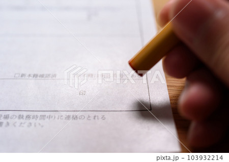 公的な書類にハンコを持つ手 捺印 実印 公的な書類にハンコを持つ手 捺印 実印 103932214