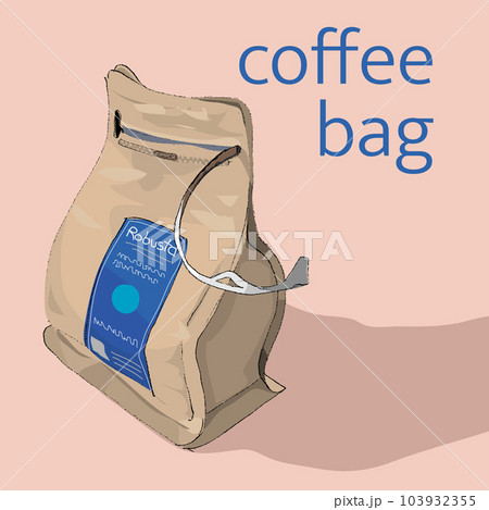 paper bag for coffee drawing sketch on orange background 103932355