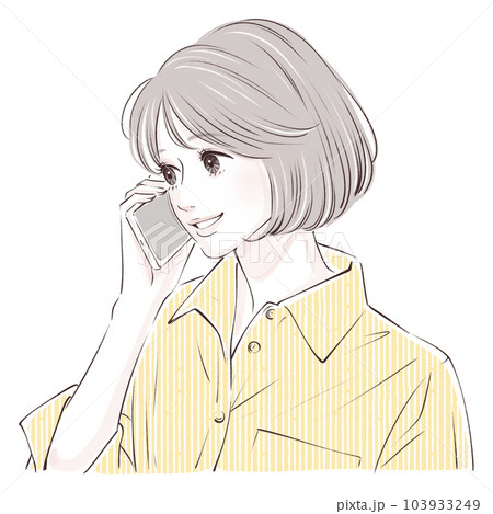 電話をする女性,電話をかける女性,女性,女の子,スマホ,スマートフォン,通話,問い合わせ,クレーム, 103933249