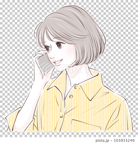 電話をする女性,電話をかける女性,女性,女の子,スマホ,スマートフォン,通話,問い合わせ,クレーム, 103933249