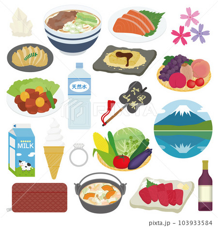山梨県の名物のイラストセット 103933584