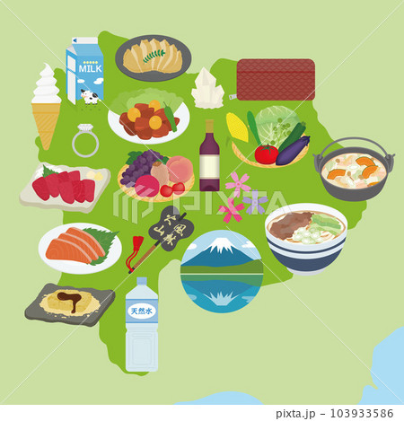 山梨県の名物のイラストセット 103933586