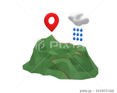 登山のイメージイラスト　ルートと雨雲 103935160