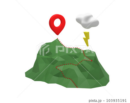登山のイメージイラスト ルートと雷雲 登山のイメージイラスト ルートと雷雲 103935191
