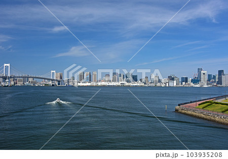 レインボーブリッジのみえる東京湾岸の風景 103935208