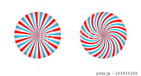 Straight and swirled pink and blue radial stripes in round shape. Circus or carnival big top background. Bubble gum, sweet lollipop candy, ice cream twisted texture 103935209